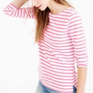 j crew pink + white striped sailor tee